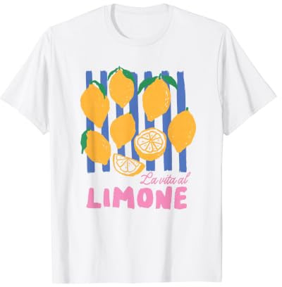 La Vita al Limone Divertente Estetica Italiana Limone Frutta Estetica Maglietta con Stampa Grafica Economica