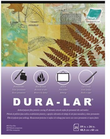 Grafix Dura-Lar 0.003 Film, Ultra Clear, Glossy 19x24 Sheet, Mylar/Acetate Alternative for, Blank Stencils and Templates, Protection, Transparencies, Windows, Arts and Crafts, Pad of 25 Sheets