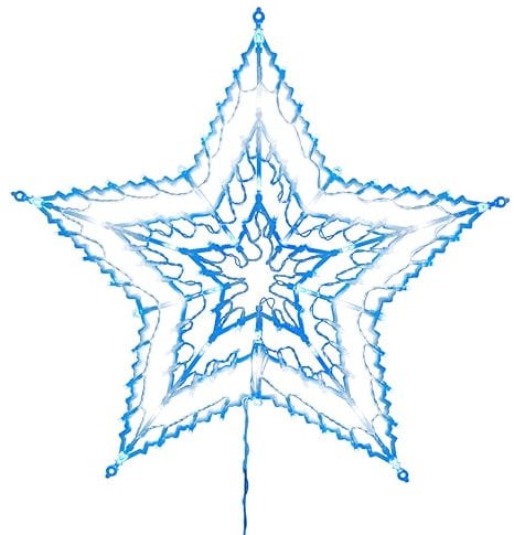 The Christmas Workshop 80640 Blue & White Star Christmas Light / 35 LED Lights / Indoor Or Outdoor Mains Operated Christmas Decorations / 54cm x 54cm x 1.5cm