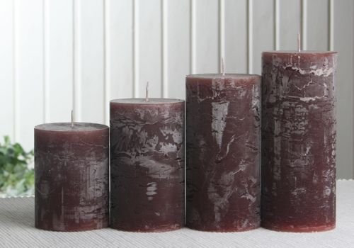 Birsppy Rustik-Stumpenkerzen-Adventsset, mittel, 6 cm Ø, kaffeebraun