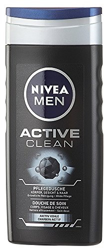 Nivea men’s active clean body, face and hair shower gel, 6 pack (6x 250 ml)