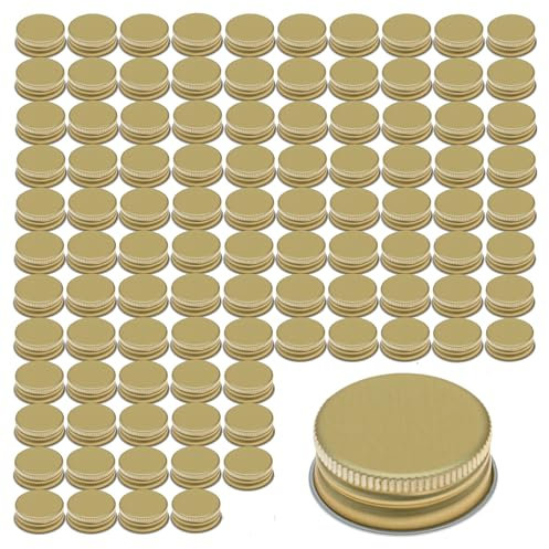 gouveo 100er Set Schraubverschluss PP28 aus Aluminium goldfarben - Hochwertiger PilferProof Flaschenverschluss mit sicherer Abdichtung - Ideal für Glasflaschen (PP28G)