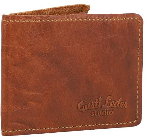Gusti Mini Geldbörse Leder - Fodor Geldbörse Portemonnaie Reiseportmonnaie Vintage Braun Leder