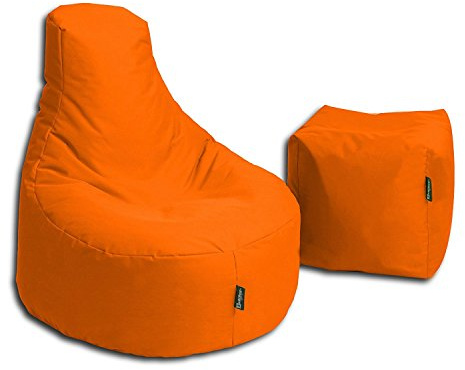 BuBiBag Sitzsack Stillkissen Set Kissen Lounge Gamer Sitzsack Sessel original Sitzkissen In & Outdoor geeignet fertig befüllt in 32 Farben (orange)