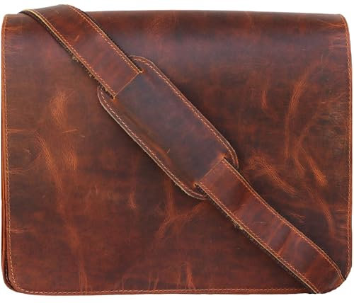 Jaald 40 Cm Tracolla in Pelle Valigetta Borsello Sacchetto del Messaggero Borsone a Spalla per Ufficio Vintage Uomo Borsa del portatile leather Laptop briefcase Messenger bag