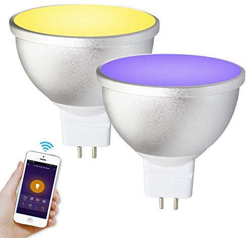 BENEXMART Gu5.3 LED Bulb MR16 12V WiFi Alexa Google Home Assistant IFTTT Tuya Smart Life APP Remote Control RGB LED Light Dimmer Lamp (2 Pack)