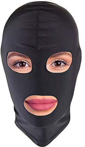 BDSM Maske von FOPS 100 % Spandex SM Maske S/M für Sklaven & Rollenspiele dehnbar bis 58 cm Augen & Mund frei atmungsaktiv & bequem perfekt für heiße Kontrolle & Reizspiele schwarz FOPS B23-1