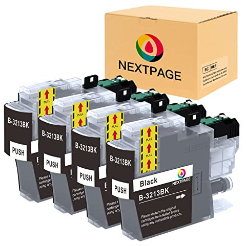 Nextpage LC3213 Patronen Kompatibel für Brother LC-3211 Druckerpatronen für DCP-J572DW MFC-J491DW MFC-J497DW MFC-J890DW MFC-J895DW DCP-J774DW Drucker (4 Packs Schwarz)