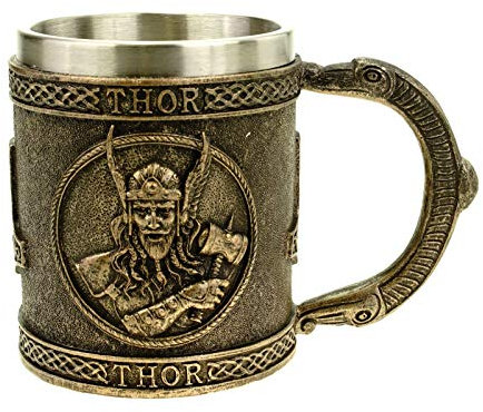 Vogler 816-932 Wikinger Krug Thor mit Metalleinsatz Becher Odin Nordmänner