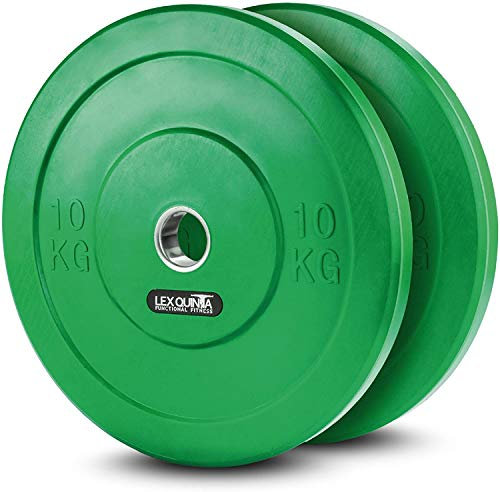 Lex Quinta Bumper Plate 2x10kg Hantelscheiben für 50mm Hantel Stangen - GRÜN