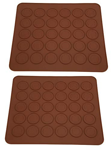 MAGT Forma Macarrones, Alfombrilla de macarrón, 2 Piezas Molde Macarons de Silicona, Moldes Silicona Reposteria, 30 Agujeros, Almohadilla para Hornear macarrón Antiadherente para Cocina