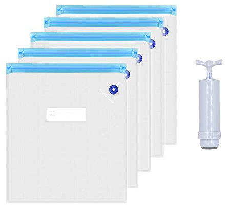 Zeberoxyz 5PCS 3D Printer Filament Vacuum Storage Bags moisture-proof Sealed Compression Storage Bags with Manual Air Pump, for PLA/ABS/Nylon/Wood/TPU/Other 3D Printing Material (Not Include Filament)