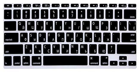 Flexible, waschbar, 11 inch Russian Letter Silicone Gel US Keyboard Cover Skin Protector Protective Film for MacBook Air 11.6 Inch For Mac Air 11 Staub anti-schmutzig (Color : Black)