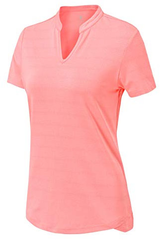 YSENTO Womens Running Sports T-Shirts Short Sleeve Ladies Golf Tennis Yoga Tops V-Neck Active Tee(Pink,M)
