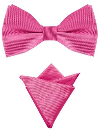Allegra K Herren Hochzeitsfeier Vorgebundene Einfarbig Fliege Einstecktuch Set Hot Pink One Size