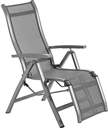 Dehner Relaxstuhl Chicago, klappbar, 110 x 69.5 x 63.5 cm, Aluminium/Kunststoff, grau
