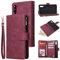 QLTYPRI Hülle für Samsung Galaxy A50, Premium Leder Handyhülle mit Große Kapazität 6 Kartenfach & 1 Reißverschluss Tasche Ständer Schutzhülle für Samsung Galaxy A50 - Rot
