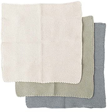Ladelle Eco Geschirrtuch, gestrickt, Salbei, 3 Stück