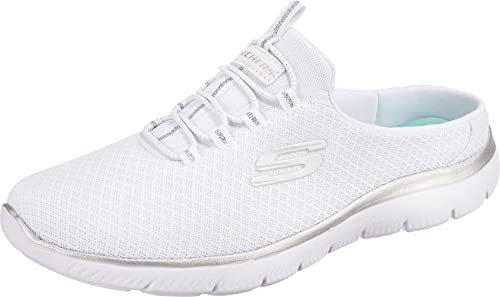 Skechers Women's Summits - Swift Step Sneaker Mule, White/Silver, 10