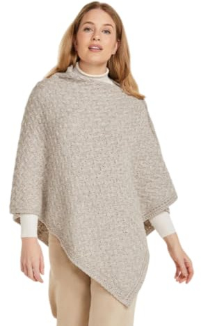 Aran Woollen Mills Cape irlandaise boutonnée en laine mérinos super douce