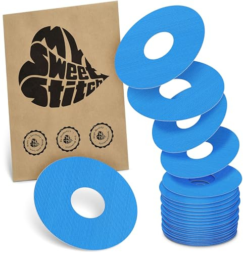 MySweetStitch 25 Ringpatches für FreeStyle Libre 3/3 Plus rund Blue | Stabilisiert ablösende Ränder, Mitte bleibt frei, wasserfest und flexibel, bis zu 15 Tage Halt