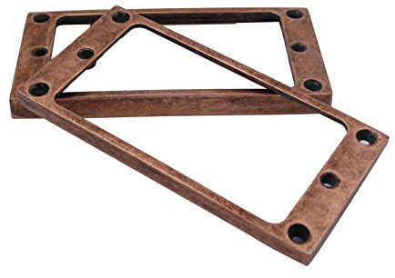 Guyker Flat Metal Humbucker Pickup Mounting Ring Set - Bridge Neck Pickups Cover Frame Replacement Part for Electric Guitar or Precision Bass(2PCS, bronze)
