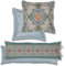 Pip Studio Dekokissen Majorelle Carpet Blue Blau Blumen Blüten Wendeoptik Geblümt Streifen Gestreift Perkal Zierkissen, Größe:45 x 45 cm