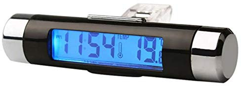 Q65CS Thermomètre de voiture Voltmètre horloge numérique 2 en 1 pour intérieur de voiture Horloge LED Horloge numérique Température Thermomètre Écran LCD Climatisation Ventilation