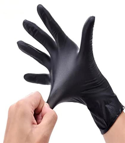 300 Guanti in Nitrile Neri Taglia XL, Senza Polvere, Senza Lattice, Ipoallergenici, Certificati CE conforme alla norma EN455, Guanti per Alimenti, Guanti Monouso