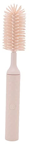 Alomejor Electric Baby Silicone Nipple Bottle Brush Set Waterproof IP65 Ergonomic Silicone Baby Bottle Cleaning Brush Kit(3pcs Pink) Milk powder feeding