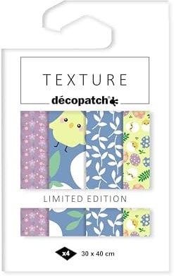 Décopatch TD895C - Packung mit 4 Blatt 40x60 cm, Nr. 895 Texture-Papier, Foil-Effekt, praktisch und einfach zum Verwenden, ideal für Ihre Pappmachés und Bastelprojekte, 1 Pack, Ostern