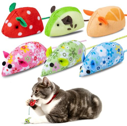 Cat Toys Catnip Mouse Toys for Indoor Adult & Kitten Toy Cat Playing Chewing Teeth Cleaning(6 Pack )