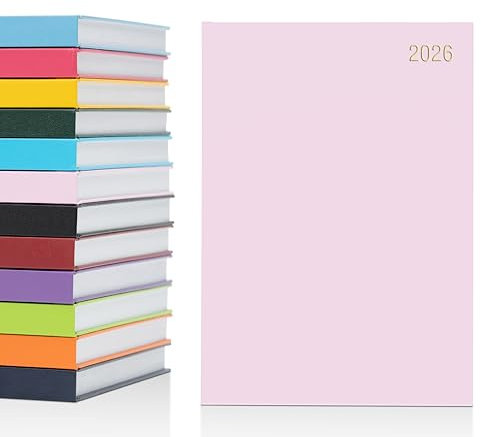 Terminplaner 2026, A4, A5, ein Tag pro Seite, fester Einband, ganzjähriger Planer, Organizer, Tagebuch (A4 Seite pro Tag, Rosa)