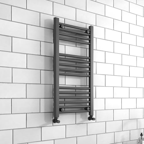 400mm (w) x 800mm (h) Straight Anthracite Heated Towel Ladder Rail Bathroom Radiator- 1328 BTUs