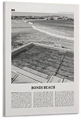 Bondi Beach Print Black And White Pool, Bondi Beach Wandkunst, Bondi Beach Poster, Bondi Beach Foto, Leinwand-Wandkunst Poster und Rahmen, 30 x 45 cm