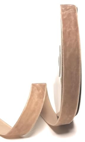 s.dekoda Dekoband Samt 10m x 15mm Sand - Hellbraun Samtband Samtborte Schleifenband [D1244-105]