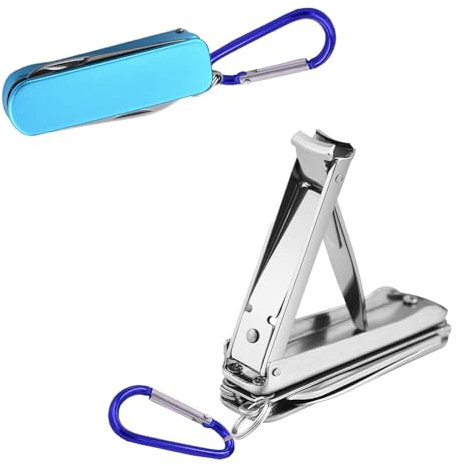 5in1 Mini Multi Nail Clippers, Stainless Steel Fingernail and Toenail Scissors Nail File, Nose Hair Scissors, Sharp Sturdy Nail Cutter, Pocket Knife, Screwdriver, Key Chain for Travel, Camping