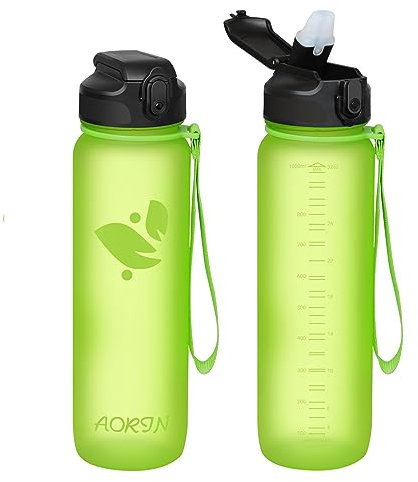 AORIN Water Bottle with Straw- 750ml - Tritan Sports Bottle BPA-Free, Leakproof Drinks Bottle, One Click Flip Lid for Kids, Adults, Ideal for Gym, Yoga, Outdoor & Camping
