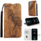 Yoedge Handykette Handyhülle für Apple iPhone XR 6,1 Hülle mit Band Kette, PU Leder Klapphülle Schutzhülle Holz Muster Aesthetic Stoßfeste Brieftasche Cover für iPhone XR Case, 1