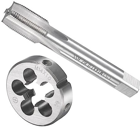 CoCud Gewindeschneiden und Matrize Set M14 x 1 Gewinde Metrische Schnellarbeitsstahl Maschine Schrauben Gewindebohrer und Rundmatrizen Werkzeug - (für Gewindeschneiden Reparieren) 1Set