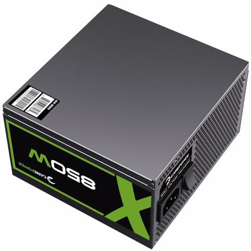 GAMEPOWER GX-850 ATX Netzteil 850W, 80 Plus Gold Zertifiziert, Ultra-leise 120-mm Lüfter, Aktive PFC-Effizienz des Gaming Pc Power Supply, Japanische Kondensatoren, EU - Schwarz
