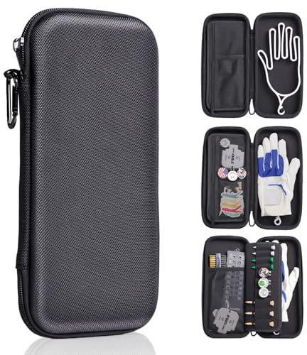 Ponsonbay Golf Glove Holder Case - Golf Accessories Organizer | Removable glove shaper with storage for tees, divot tools, and ball markers, suitable for travel or golf bags