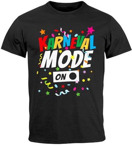MoonWorks® Herren T-Shirt Karneval Fasching Spruch Konfetti Motiv Kostüm-Ersatz Verkleidung Faschingskostüme Männer schwarz XXL