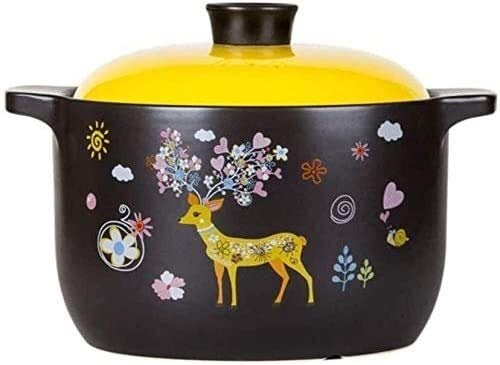 Olla de Barro Olla de estofado de cerámica Olla de Cazuela Olla de Cazuela Olla de Estofado de Terracota Olla de Barro de cerámica - Materiales Saludables (Color: A, Tamaño: 5.5L)