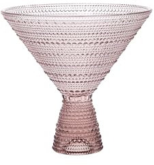 Fortessa Jupiter Beaded Hobnail Glass, 11.5 Ounce Martini (Set of 4), Pink