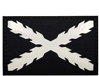 Parche Reflectante con Bandera de Cruz de Borgoña de España, Parches Militares de Moral IR Infrarrojo para Chaleco, Insignias, Emblema, Aplique con Respaldo de Cierre para Coser en Ropa, Mochila