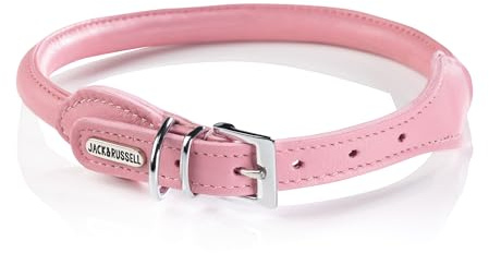 Jack & Russell Collier rond pour chien - En cuir et rembourré - Collier rond en cuir de buffle - Collier rond en cuir doux pour le pelage (rose, M (35,0-41,0 cm)