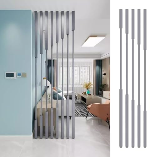 Elitix Paravent Raumteiler Raumteiler-Säulenrahmen für Raumteiler 5 Stück, Individuelle Wandtrennwand Raumteiler Boden-Decke Stahllamellen, Dekoration Bett/Wohnzimmer(180cm(5.9ft))