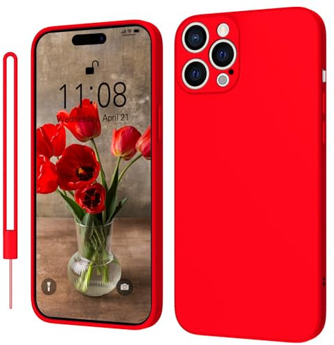 KPPIT for iPhone 14 Pro case,Silicone Case,Ultra Slim Soft Gel Anti-Scratch,Microfiber Lining,Rubber Shockproof Case Cover iPhone 14 Pro 6.1 inch,Bright Red