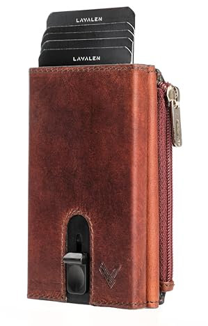 Lavalen Porte Carte Homme PopUp - Petit Portefeuille Homme Cuir Veritable Style Moderne - Porte Carte Bancaire RFID - Portefeuilles et Porte-Cartes - Wallet for Men - Idee Cadeau Original - MGV
